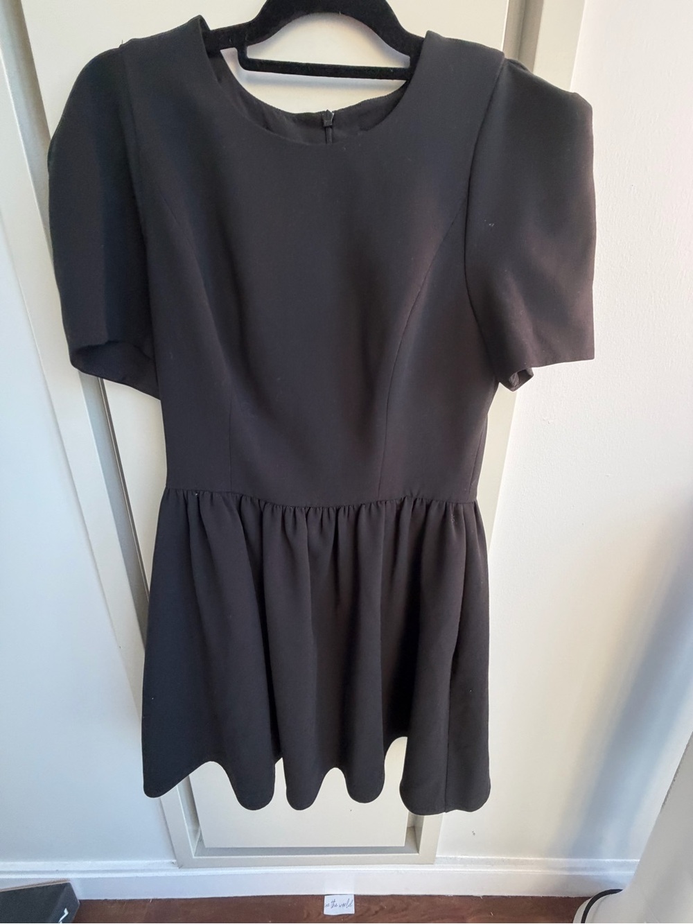 Saks Fifth Avenue Black Short Sleeve Fit-and-Flare Dress